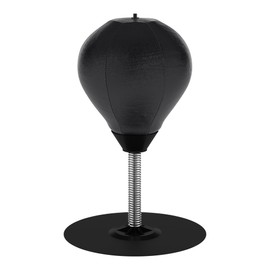 Stress Relief Desktop Punching Bag I Comes with Desk Clamp and Extra Strong Suction Cup I Black