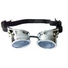 Ultra Silver with Blue Lenses Steampunk Goggles Mens Womens Cyber