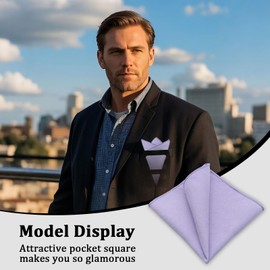 LHXzizizi White Pocket Square for Men Cotton Handkerchiefs for Mens Men's Handkerchief for Banquet Wedding Party School Prom (Purple)