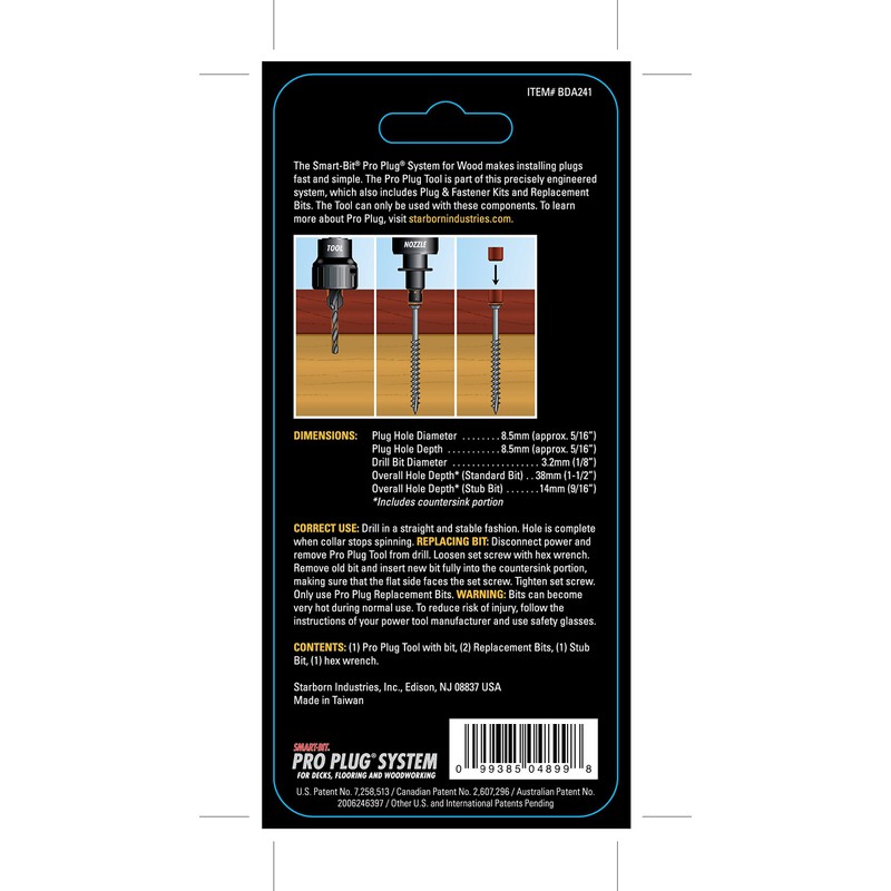 Starborn Industries Smart-Bit Pro Plug System Countersink Drill Bit Tool