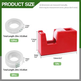 Keadic 21 Piece Office Tape Dispenser Set Includes 0.5 x 1 Inch, Transparent Magic Tape Refill Rolls and Heat Tape Dispenser Holder, Invisible for Desk, School, Home