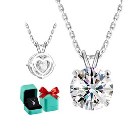 Allurii Moissanite Necklace for Women - Moissanite Solitaire Necklace, Moissanite Pendant Necklace, Moissanite Pendant for Women, Moissanite Chain, Moissanite Jewelry for Women, 2 Carat