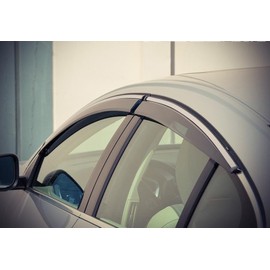 WellVisors Window Visors Wind Deflectors Compatible With Volvo 2011-2017 S60 With Chrome Trim Rain Guards 3-847VO002