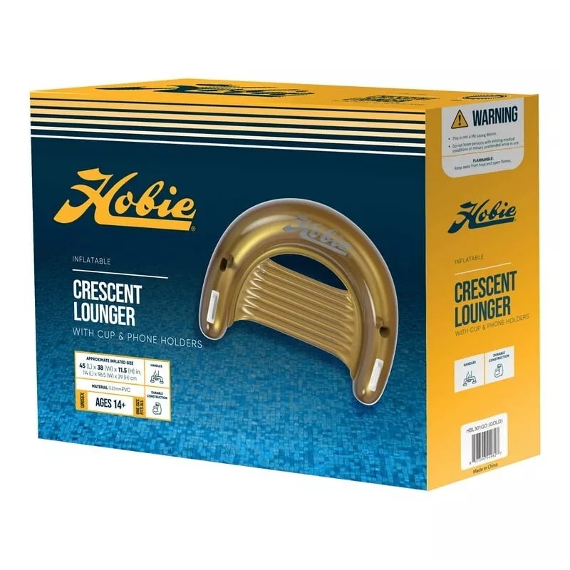 Hobie Crescent Lounger Gold Float With Cup And Phone Holder,