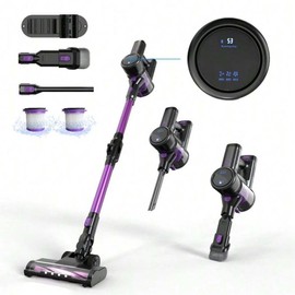 Najin Cordless Vacuum Cleaner, 36Kpa Powerful Suction, 380W Powerful Brushless Motor, 8-in-1 Lightweight Handheld Vacuum Cleaner, 50 Minute Runtime, Removable Battery, For Pet Hair and Carpets(Blue) - Color: Purple