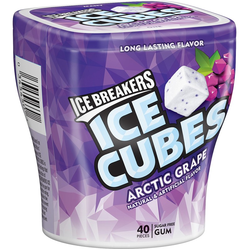 ICE BREAKERS Ice Cubes Sugar Free Gum, Artic Grape, 40