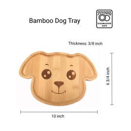 JB HOME COLLECTION 4915, Bamboo Food Plate for Snacks Appetizer Fruit Vegetable | Children Meal Plate | Picnic Kitchen Party | Eco-Friendly Plates, Dog Face Shaped, 9.75"X6.75", 1 Pack