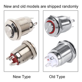 12 mm 2 A 2 V LED Waterproof Pressure Switch, LED Momentary Button, 4 Pin Nickel-Plated Copper Pressure Switch, Dust and Waterproof