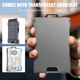 Metal ID Card Holder, Slim Money Clip, Aluminium ID Card Holder with Viewing Window, Credit Card Holder with RFID Blocking Minimalist Wallet for Men and Women, sapphire blue, Minimalist