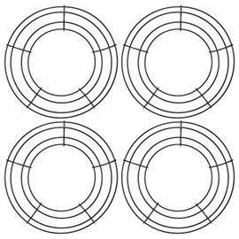 PATIKIL 8 Inch Christmas Wire Wreath Frame, 4 Pcs Metal Round Shape Dream Catcher Rings Macrame Wreath Floral Hoop for Home Car DIY Craft Wedding Wall Hanging Decorations, Black