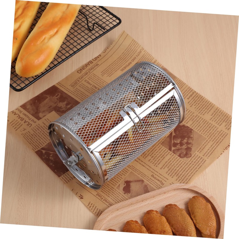 SHOWERORO Air Fryer Accessories Rotating Grill Oven Basket Stainless Steel