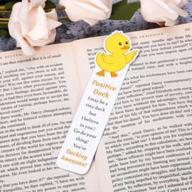 White Elephant Gifts for Her, Santa Swap Gift for Friends, Positive Duck Bookmark, Stocking Stuffers for Book Lover Teen Boys Girls, Christmas Gifts for Women, Inspirational Birthday Gifts
