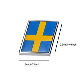 Swedish Flag Car Badge Emblem Sticker Metal Refit Skewed 2x2.5cm/0.78x0.98inch Small Sweden Flags Decal Car Body Rear Trunk Sticker Car Flag
