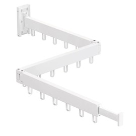 Wall Mounted Clothes Drying Rack Space Saving Laundry Rack Folding Collapsible Tri-Fold for Laundry Retractable White Color