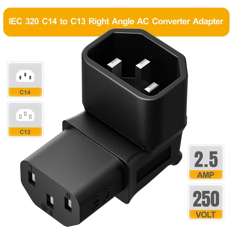 Vellcon IEC 320 C14 to C13 Power Adapter PDU Plug/Socket