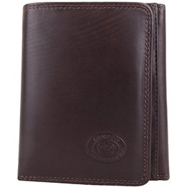 Mens Soft Leather Tri-Fold Coin / Money Wallet with Multiple Features - Dark Brown