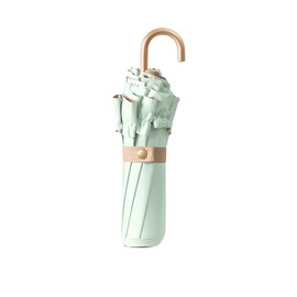 Floral Edge Folding Umbrella with Golden Hook-Shaped Handle - 8 Ribs Compact Travel Umbrella for Women Girls Kids/UV 50+ Sun Rain Protection/Lightweight Portable/Fits Handbags & Totes