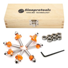 Sinoprotools 7-Piece Rounding Cutter and Quarter Bar Cutter Set, 8 mm Shank Round Milling Cutter and Radius Cutter, Rounding Cutter Router with Ball Bearings, Edge Milling Table Radius 2-3-4-5-6-8-10 (Set 7 Pieces)
