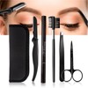 MUNSKT Eyebrow Grooming Kit with Leather Case, 5PCS Stainless Steel