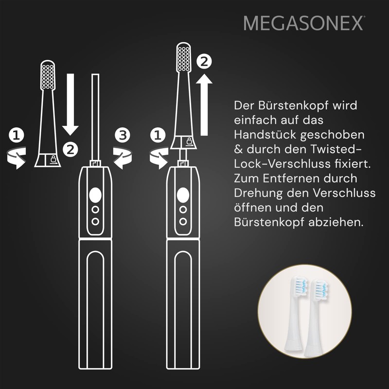 6x Megasonex Brush Heads Zig-Zag Medium