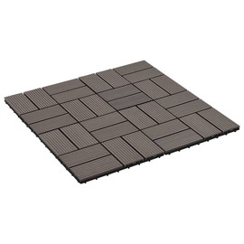 vidaXL WPC Decking Tiles Set - Resistant, Water-Resistant Dark Brown Decking Tiles for Patios, Balconies, Bathrooms, Pool and Spa Area - Easy Install, Quick Connect, Interlocking System