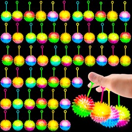 Rcanedny 52 Pcs Light Up Bouncy Balls LED Flashing Spiky Balls for Teenagers Children Adults Birthday Gifts Carnival Prizes Glow in The Dark Party Favors