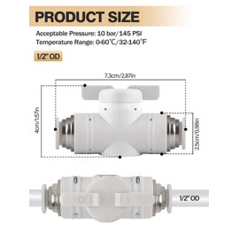 5PCS 1/2" Push to Connect Fittings, Kalolary Quick Connect Air Control Valve Air Hose Fittings Straight Union Air Flow Control Valve Union Ball Valve s Air Compressor Valve (1/2" OD)