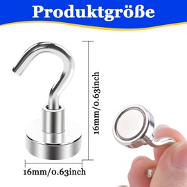 14pcs Magnetic Hooks, 22lb+ Magnetic Hooks Metal Magnets for Cruise, Magnet Hooks Heavy Duty for Hanging, Muti-Use Strong Neodymium Magnets Hooks for Fridge, Kitchen, Cruise, Campervan, Garage Tool