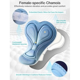 ARSUXEO Cycling Shorts Women Padded Cycle Shorts Ladies MTB Tights Purple Bike Accessories with Pockets 579 Blue M