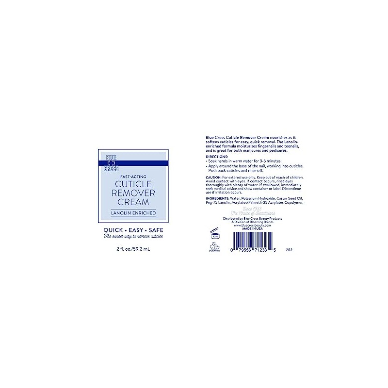 Blue Cross Crema Removedora De Cutículas Para Cutículas Secas Y