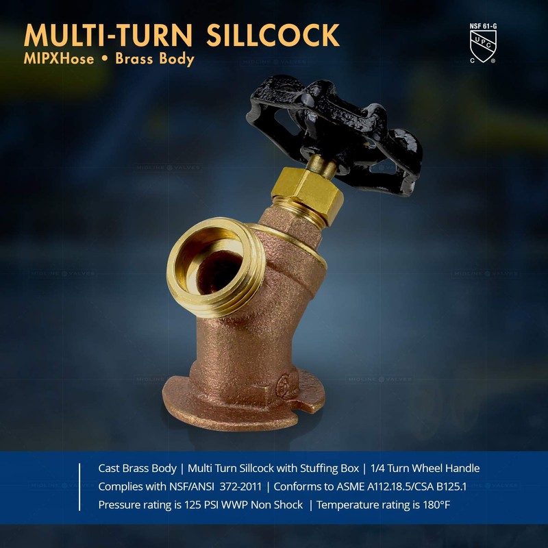 Everflow Supplies 4734-NL 3/4" Lead-Free Multiturn Sillcock With IPS Inlet