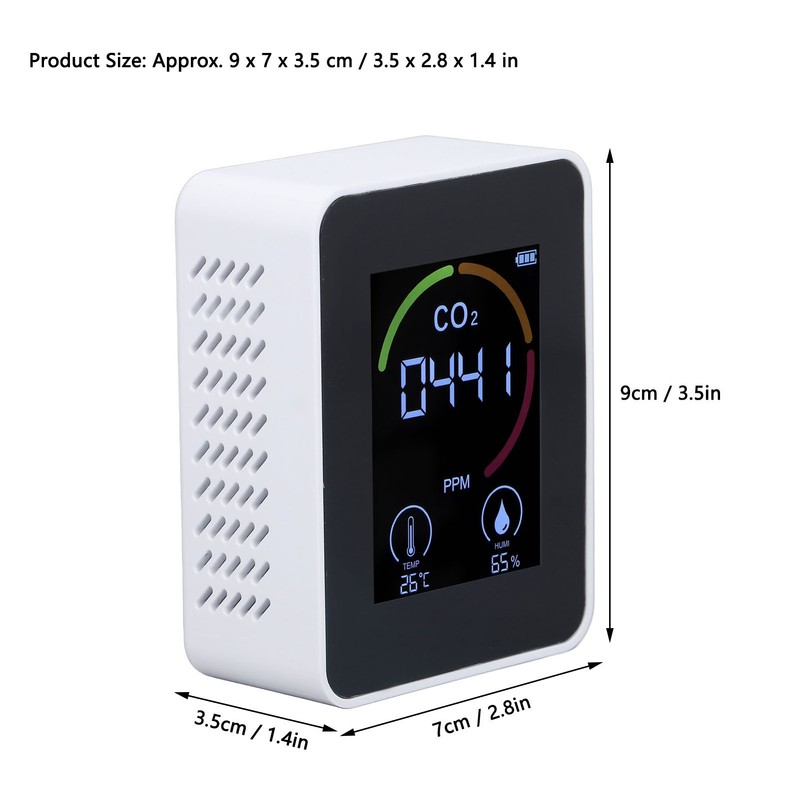 Digital Air Quality Monitor Carbon Dioxide Detector CO2 Tester Temperature