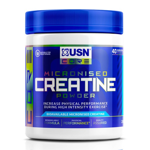 USN Micronized Creatine Monohydrate Powder 200g: Improve Your Performance With Unflavoured Creatine Powder, Energy Boosting Pre train and Post Workout Recovery Powder