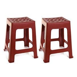 Mintra Home Light Duty Plastic Stools 2pk (18in Height, Brown)