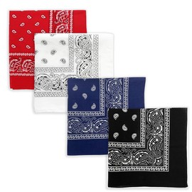 LAKJUOZ Bandana, Pack of 4 Bandana Headscarf for Men and Women, Bandanas with Original Paisley Pattern, Headwear, Hair Scarf, Approach, Wrist Head, Biker, 54 x 54 cm, multicoloured