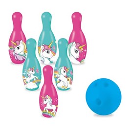 Mondo Toys - Unicorn Bowling Set for Children - Includes 1 Ball and 6 Unicorn Theme Cones - Sports Toy - Game for Children 2 3 4 Years - 28526
