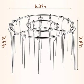 Stainless Steel Air Fryer BBQ Set Air Fryer Grill Skewer Rack Air Fryer Accessories 30 Vertical Meat Skewers with Round Hanging