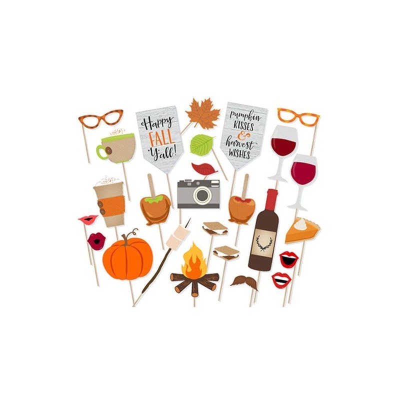 BinaryABC Thanksgiving Happy Fall Yall Photo Booth Props,Thanksgiving Party Decorations,Harvest