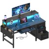 Black Gaming Desk with Fabric Drawers - 47 Inch Black