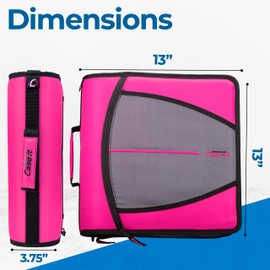 Case-it Mighty Zip Tab School Zipper Binder | 3-Inch O-Rings, 600-Sheet Capacity, 5-Subject Expanding File Folder, Multiple Pockets & Storage Organizer, Shoulder Strap | D-146 Magenta | 6 Pack