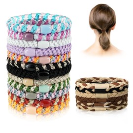 Knekkies Hair Scrunchies, Pack of 17 Elastic Hair Bobbles Without Metal Hair Scrunchies Braided Boho Bracelets for Women Girls for Thin/Thick/Medium/Long Hair (Mixed Colour)