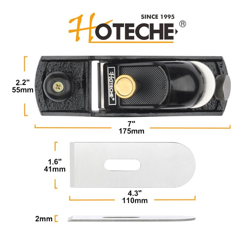 Hoteche Single-Handed Planer, 175 mm Body Length, 41 mm Blade