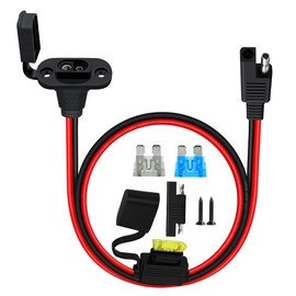 HuaLiSiJi SAE Socket Side Wall 12 V with Cable 12AWG 25A SAE Installation Socket SAE Socket Waterproof Easy to Install for Car, Boat, Motorcycle (2 m)