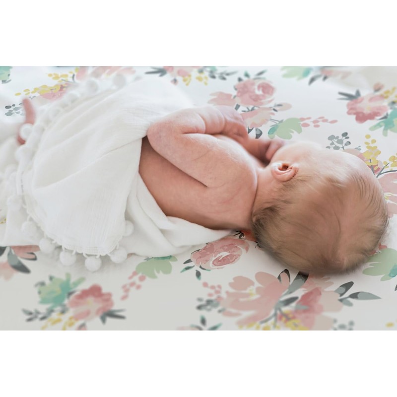 Kushies Baby 100% Breathable Cotton Percale Bassinet Sheet, Fully Elasticized-