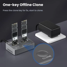 Coolpie Offline Clone M.2 NVME/SATA Duplicator 2-Bay  Docking Station for SSD Size 2230