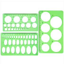 YJRUNFU Template Circular Ruler, Drafting Ruler Set, Ellipse, Square, Polyshaped, Transparent, Metric Drafting Supplies, School Education, Architectural Department (Set of 3)