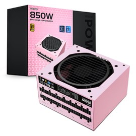 Vetroo 850W Power Supply Dual PCIe 5.1 ATX 3.1 Ready, 80 Plus Gold Full Modular, Quiet Operation with 120mm FDB Fan, 10-Year Warranty -Pink