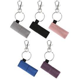 Meiiy Lip Balm Holder Chapstick Holder Sleeves Holder Pouch Elastic Lip balm Holder Lipstick Lip Gloss Holder With Hook Stocking Stuffers Gift for Women (5pcs)