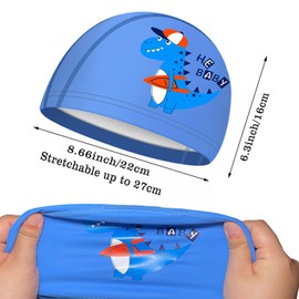 ukfisy Swimming Cap Kids,2 Pcs Comfortable Swim Cap Kids,Stretchy Fabric Swimming Hat Kids Boys Girls Teens for Age 4-10