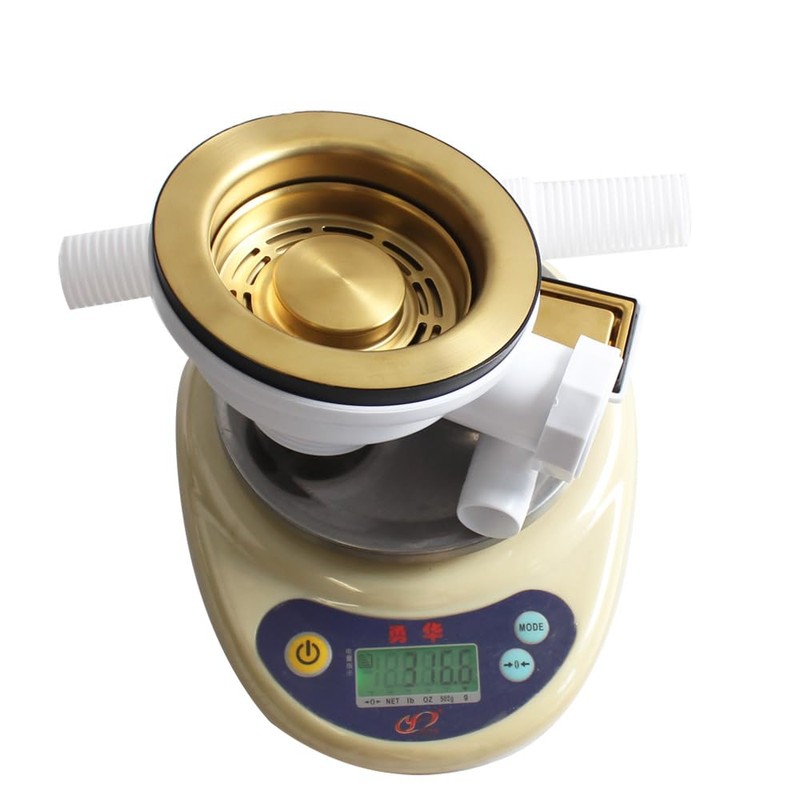TALEA Kitchen Sink Drain Set Gold Filter with Overflow Rectangular